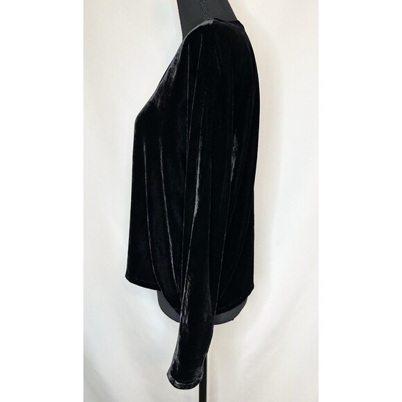 Eileen Fisher Long Dolman Sleeve Crop Black Velvet Silk Oversized Top Blouse XXS - Picture 2 of 8